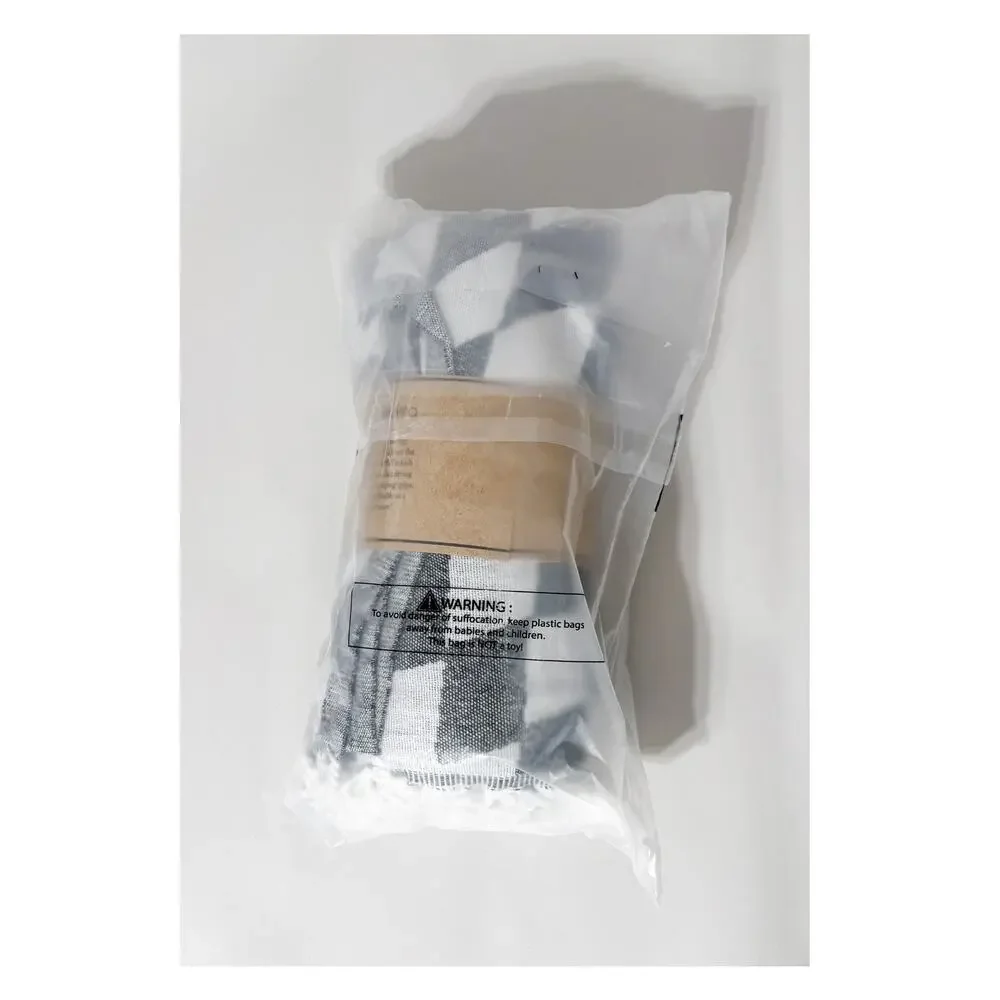 Teema Organic Cotton Charcoal Checkmate Flat Woven Turkish Towel Bath Sheet New